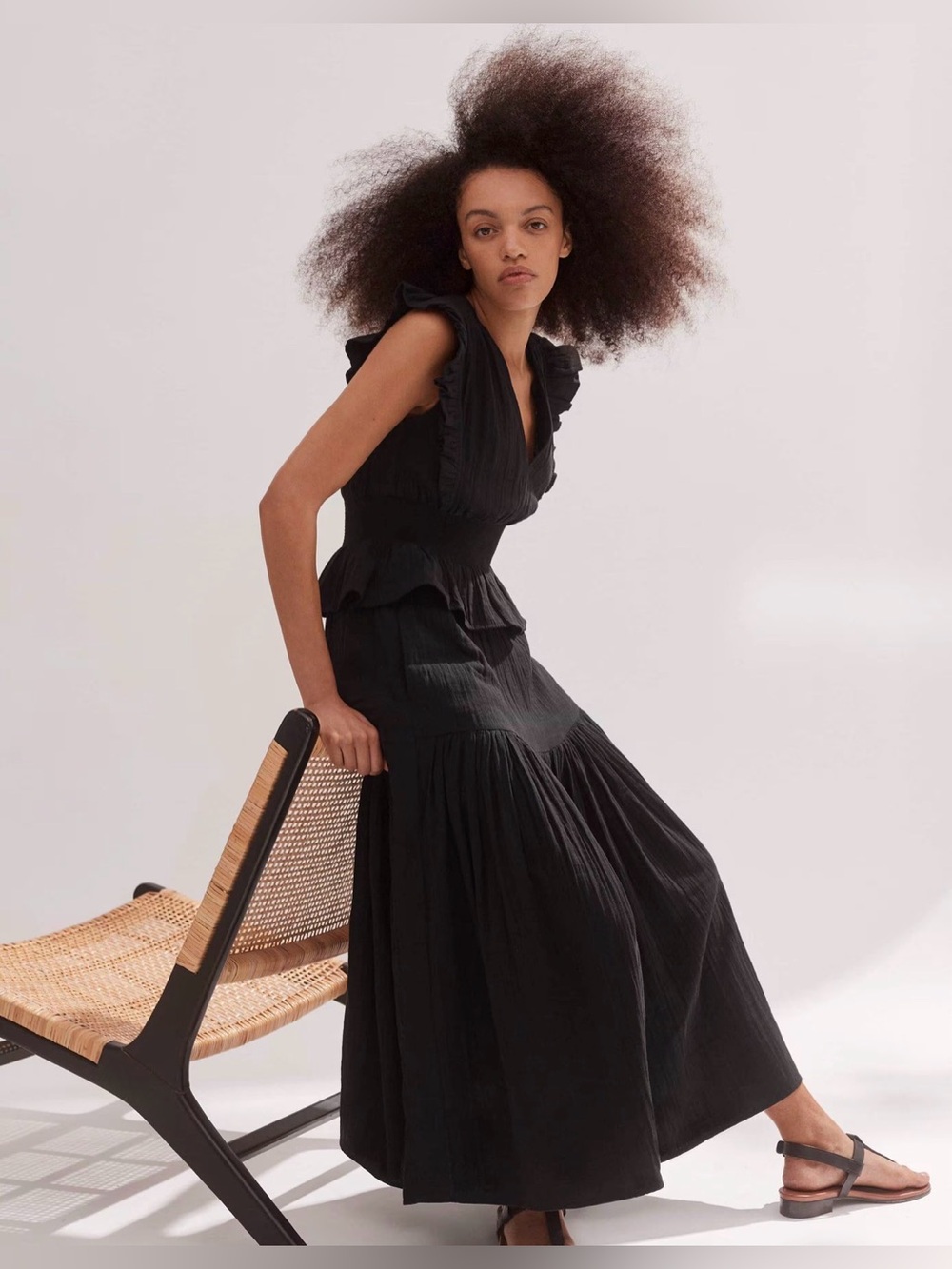 ME+EM Black Cheesecloth Maxi Dress size 2 - Picture 3 of 13